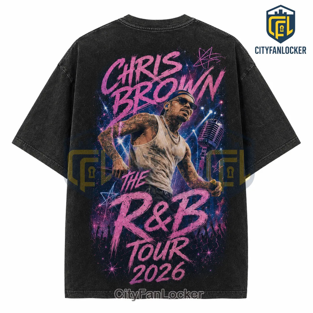 Chris Brown R&B Tour 2026 Black Cotton T-Shirt