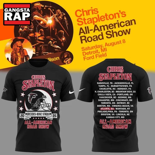 Chris Stapleton x Atlanta Falcons All American Road Show 2026 Black Hoodie T-Shirt
