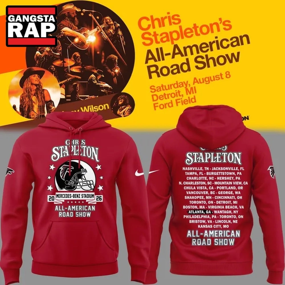 Chris Stapleton x Atlanta Falcons All American Road Show 2026 Red Hoodie T-Shirt