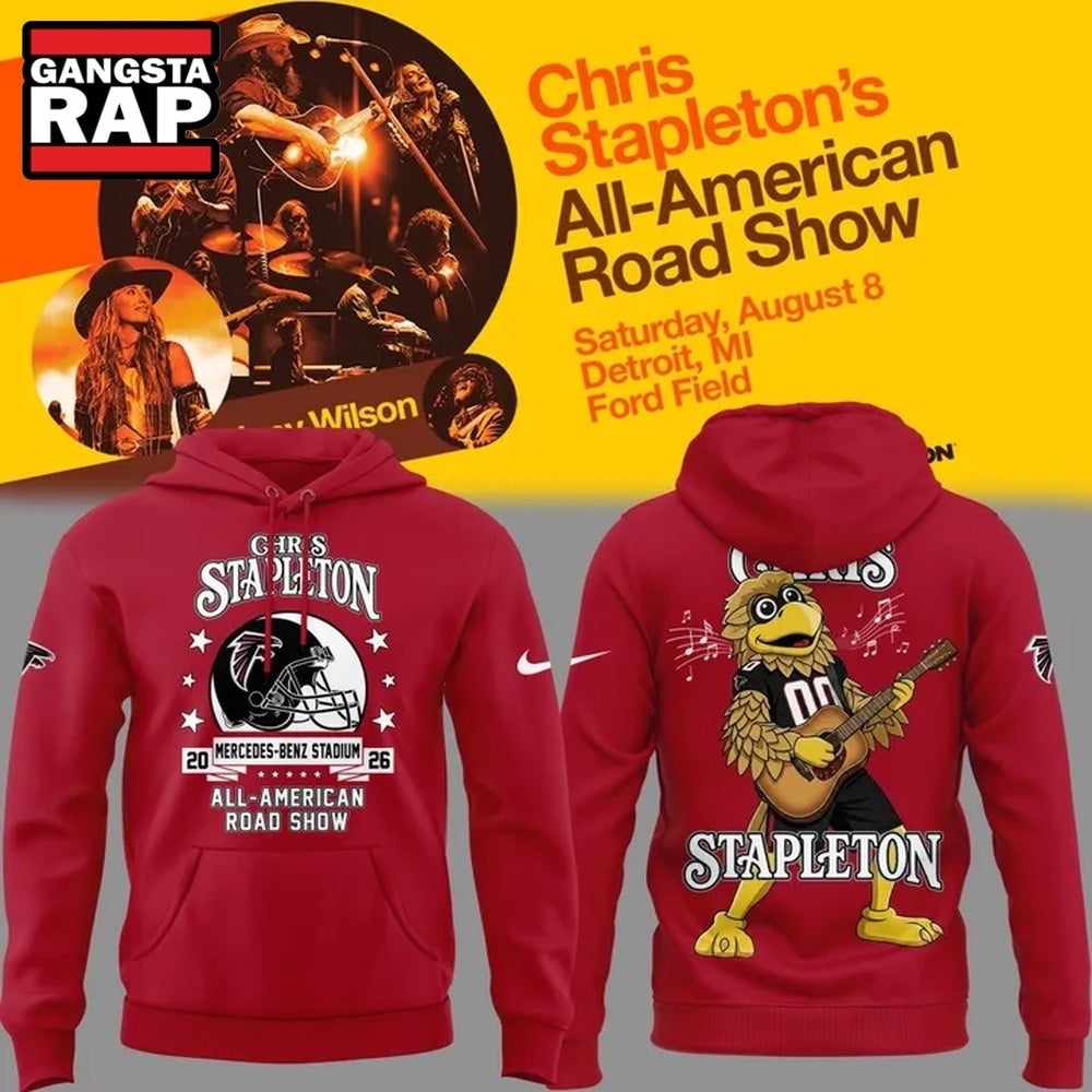 Chris Stapleton x Atlanta Falcons Mascot All American Road Show 2026 Red Hoodie