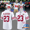 Christian McCaffrey San Francisco 49ers 80th Anniversary Signatures Print Football Jersey