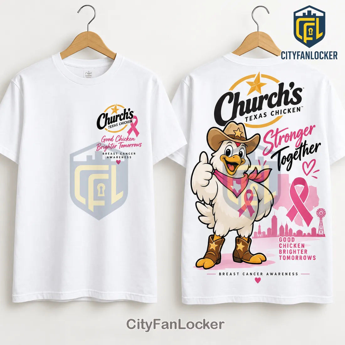 Church’s Texas Chicken Breast Cancer Awareness White Shirt