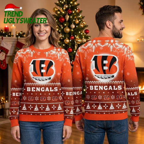 Cincinnati Bengals 1B Logo Ugly Christmas Sweater
