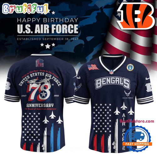 Cincinnati Bengals 2025 NFL US Air Force Birthday Football Jersey