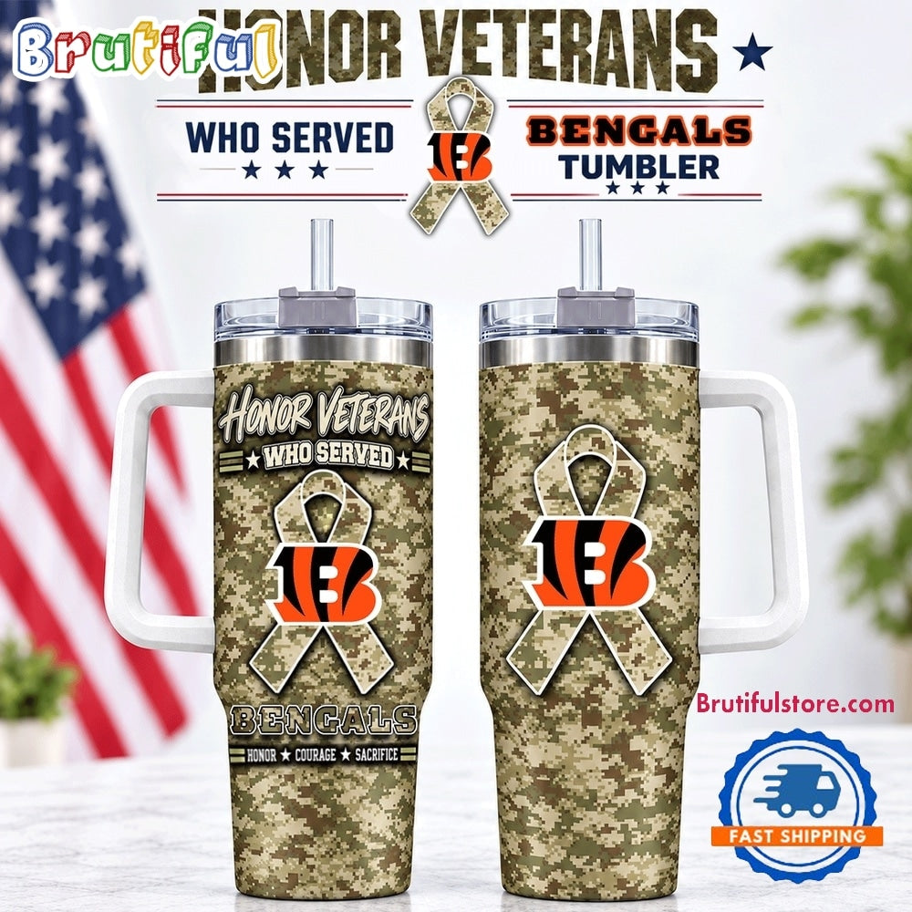 Cincinnati Bengals 2026 NFL Honor Veterans Camo Stanley Tumbler
