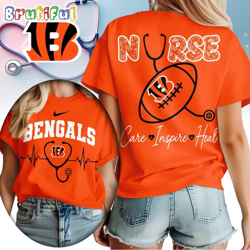 Cincinnati Bengals 2026 NFL Nurse Care Inspire Heal Unisex 3D Shirt