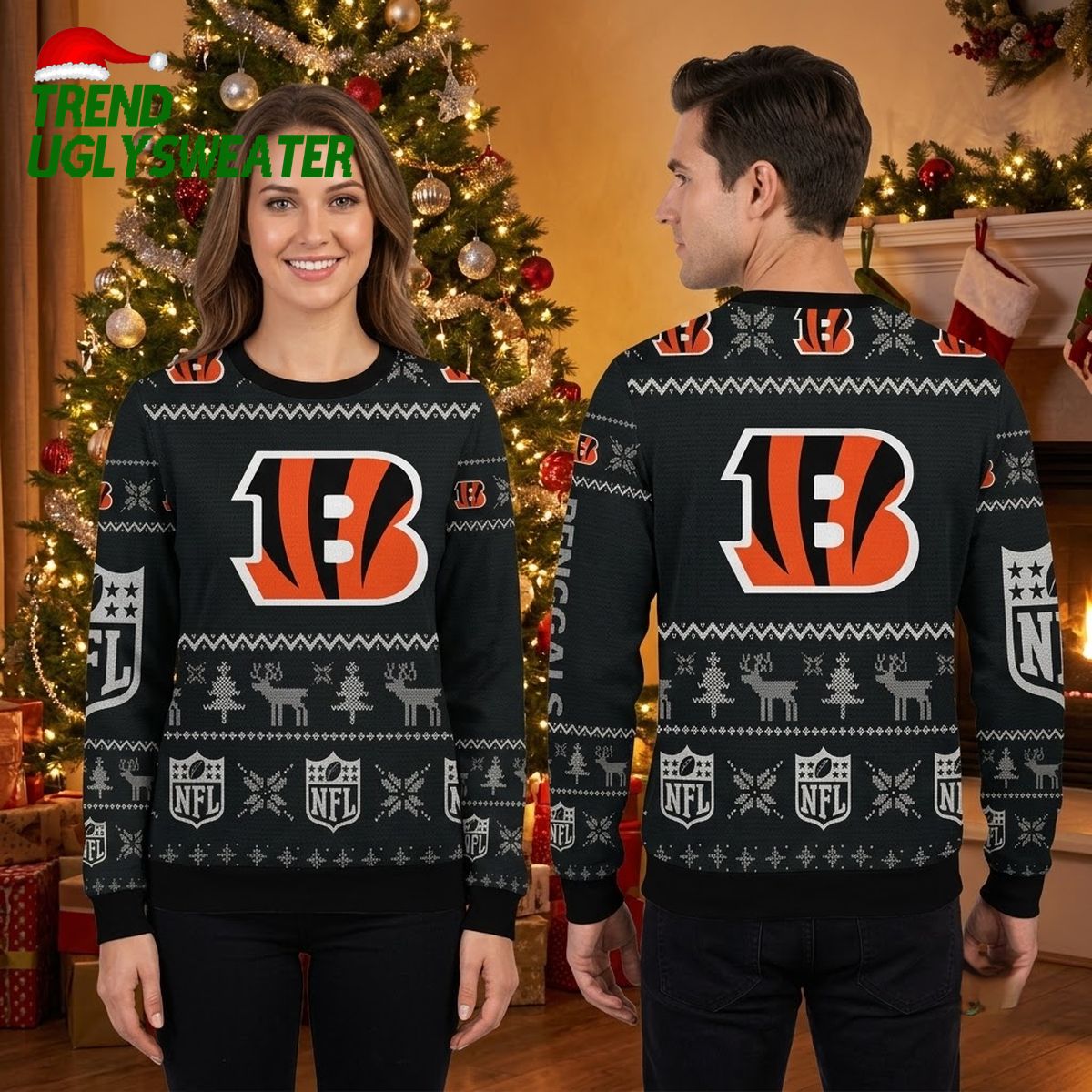 Cincinnati Bengals 3D Logo Ugly Christmas Sweater Bengals Fan Gift