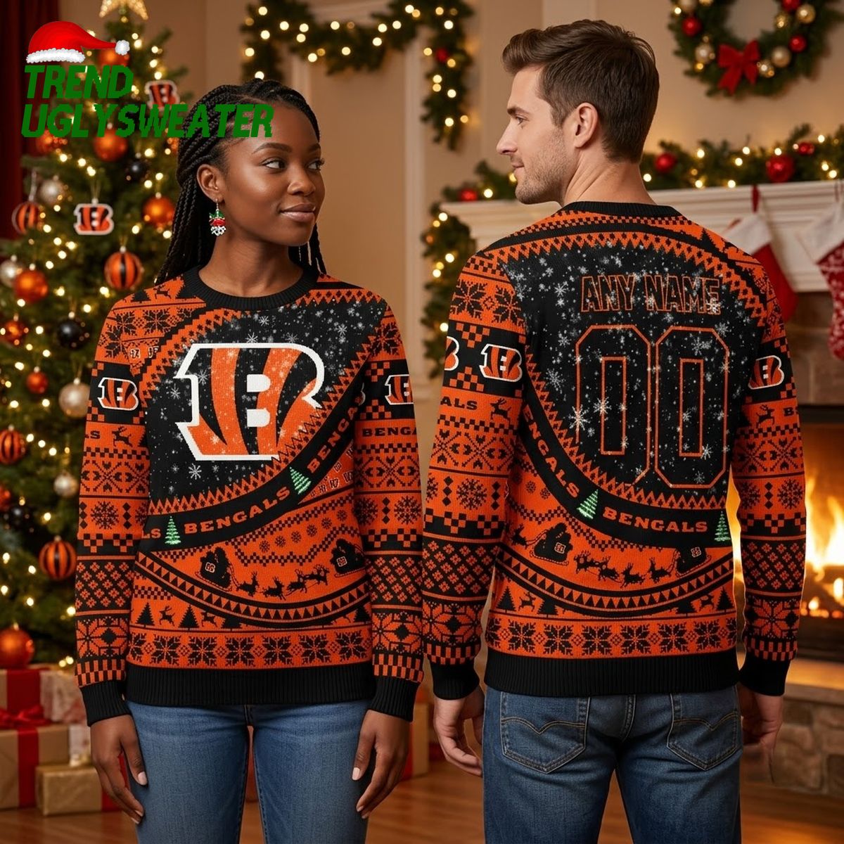 Cincinnati Bengals Custom Name And Number Woolen Sweater