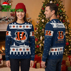 Cincinnati Bengals Custom Name Snowflake Logo Ugly Christmas Sweater