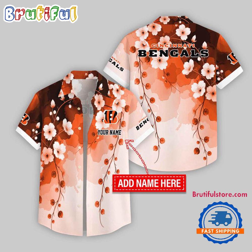 Cincinnati Bengals Flower Pattern Trendy Summer Button Hawaii Shirt