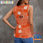 Cincinnati Bengals Flower Pattern Women’s V-Neck Ribbed Tank Top