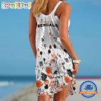 Cincinnati Bengals Flower Summer Beach Sling Dress