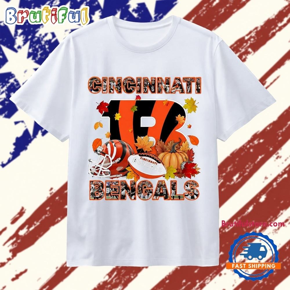 Cincinnati Bengals Football Autumn Fall Pumpkin Graphic T Shirt