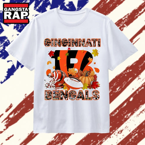 Cincinnati Bengals Football Autumn Fall Pumpkin Graphic T Shirt