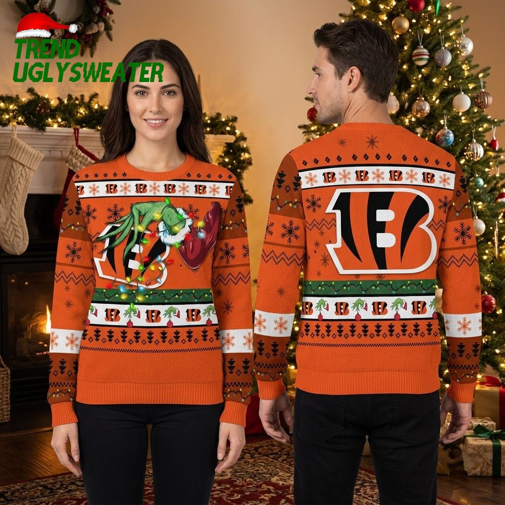 Cincinnati Bengals Grinch Hand Ugly Christmas Sweater