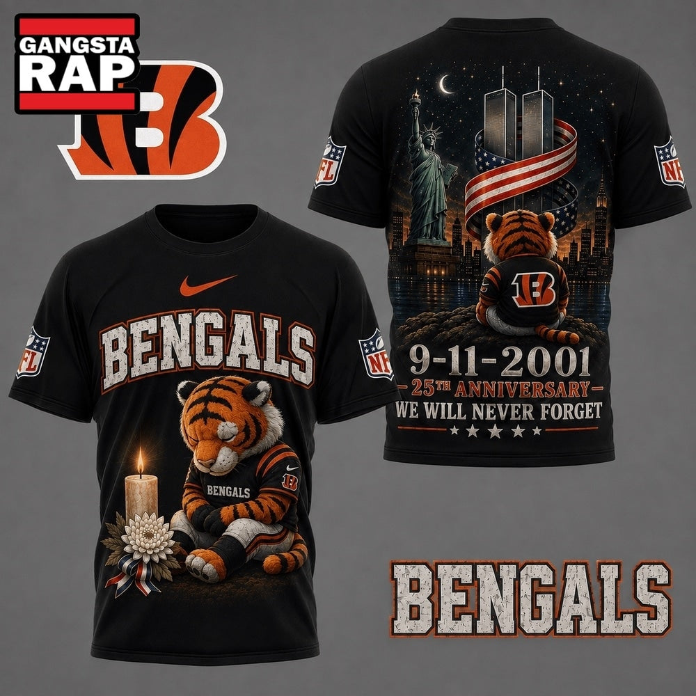 Cincinnati Bengals NFL 9 11 25th Anniversary Never Forget Memorial 3D T Shirt, Football New Design Shirt
