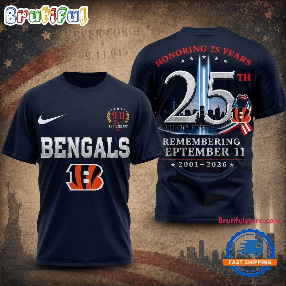 Cincinnati Bengals NFL Honoring 25 Years Remembering September 11 T Shirt