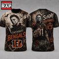 Cincinnati Bengals NFL Michael Myers Sunday Nightmares Horror Halloween 3D T Shirt, Football New Design Shirt
