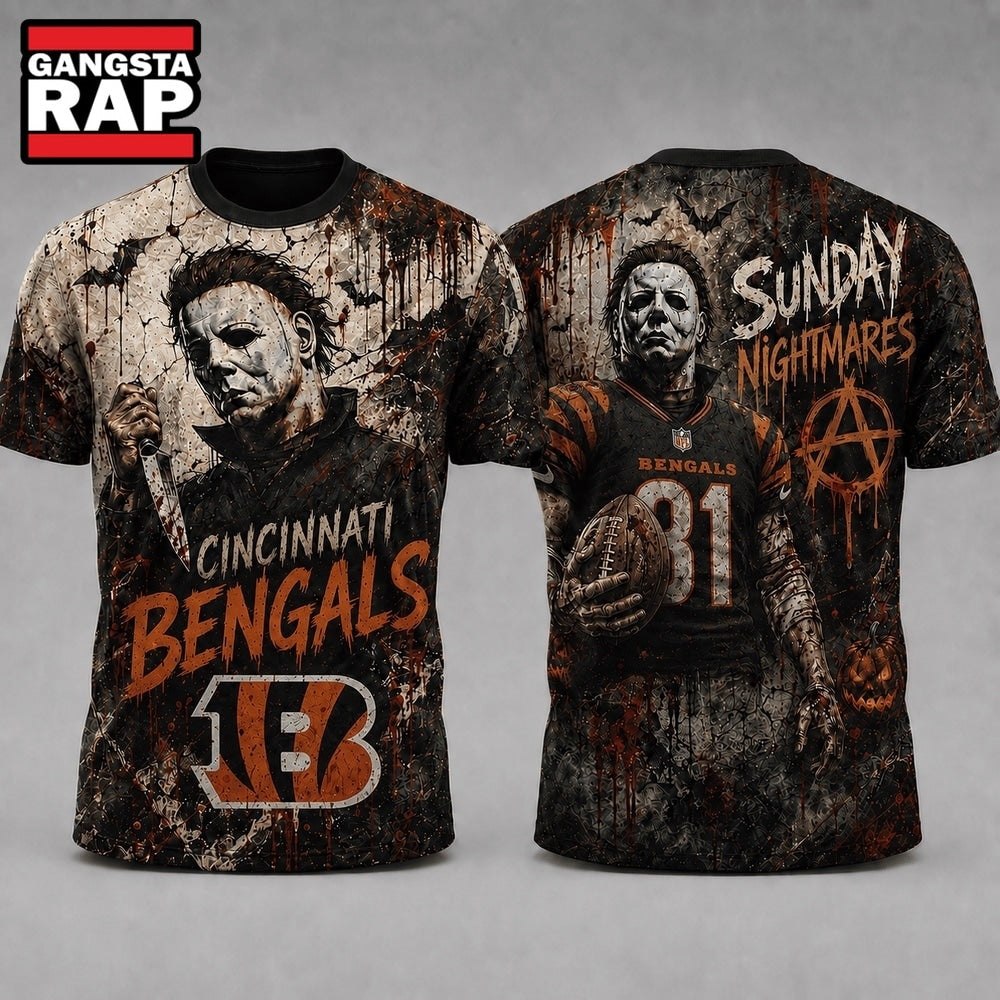 Cincinnati Bengals NFL Michael Myers Sunday Nightmares Horror Halloween 3D T Shirt, Football New Design Shirt