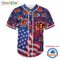 Cincinnati Bengals USA Flag Independence Day Baseball Jersey, Sport Team 4th of July Jersey