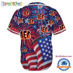 Cincinnati Bengals USA Flag Independence Day Baseball Jersey, Sport Team 4th of July Jersey