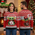 Cincinnati Reds Baby Yoda Holding Baseball Ugly Christmas Sweater