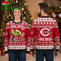 Cincinnati Reds Baby Yoda Wrapped In Christmas Lights Ugly Christmas Sweater