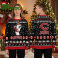 Cincinnati Reds Batting Mascot Black Ugly Christmas Sweater
