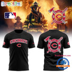 Cincinnati Reds x Firefighter Appreciation Night 2025 Black Hoodie T-Shirt