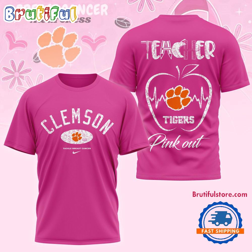 Clemson Tigers 2025 NCAA Teacher Tackle Breast Cancer Unisex 3D Shirt