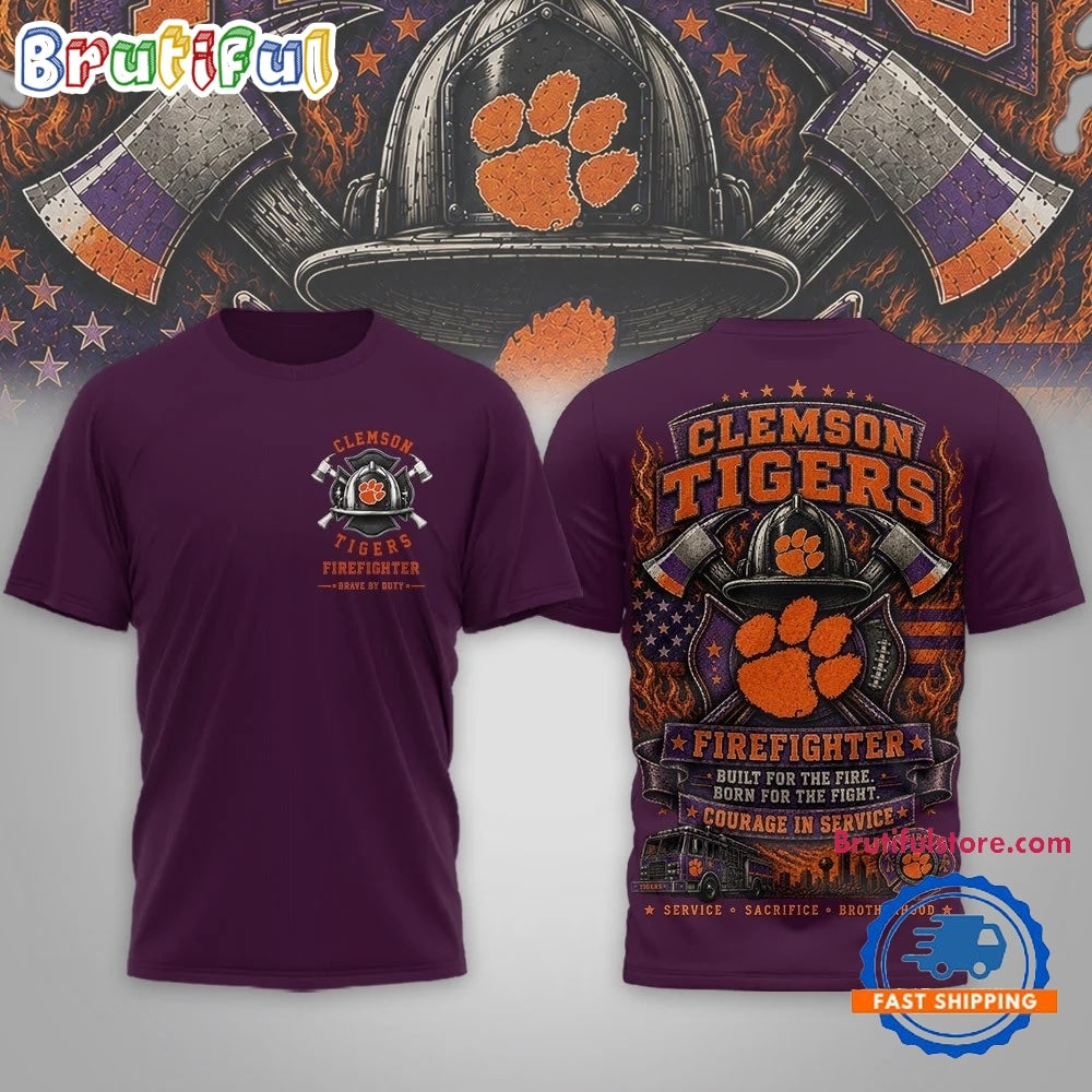 Clemson Tigers 2026 NCAA Firefighter Built for the Fire 3D Shirt