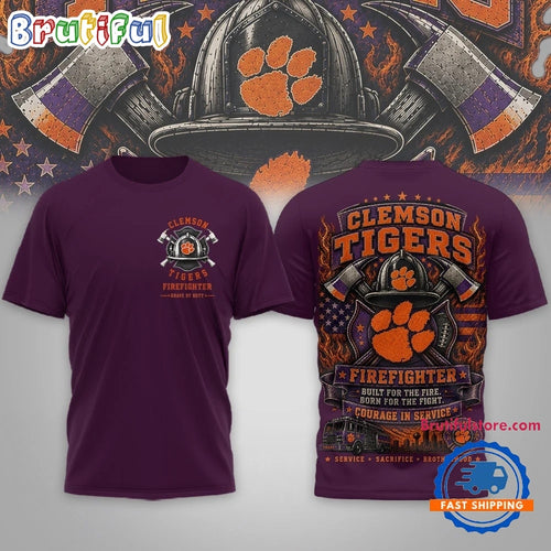 Clemson Tigers 2026 NCAA Firefighter Built for the Fire 3D Shirt
