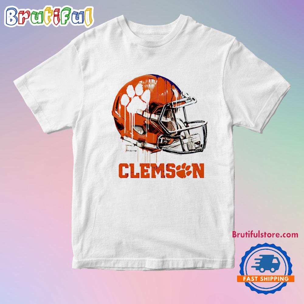 Clemson Tigers Dripping Football Helmet T Shirt