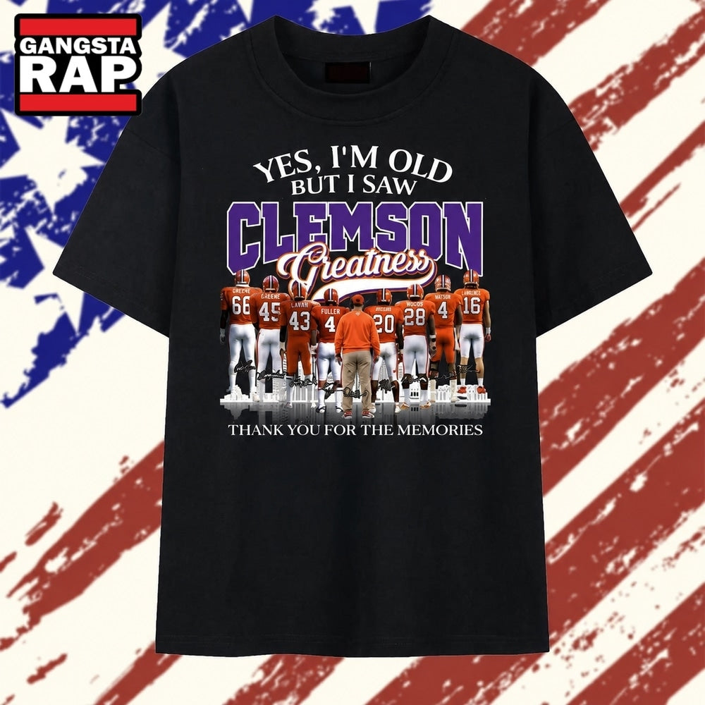 Clemson Tigers Football Greatness Legends Signatures Vintage T Shirt