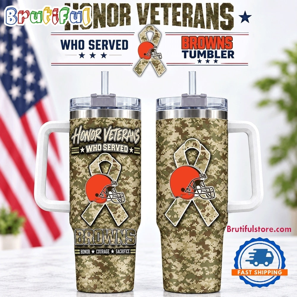 Cleveland Browns 2026 NFL Honor Veterans Camo Stanley Tumbler