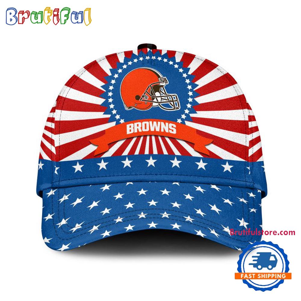 Cleveland Browns American Flag Pattern Independence Day Baseball Cap
