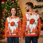 Cleveland Browns Football Helmet Snowflakes And Christmas Trees Ugly Christmas Sweater