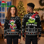 Cleveland Browns Grinch Football Custom Name Ugly Christmas Sweater