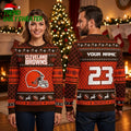Cleveland Browns Gucci Pattern Football Helmet Custom Name Ugly Christmas Sweater