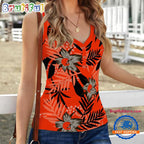 Cleveland Browns Hibiscus Pattern Women’s V-Neck Ribbed Tank Top