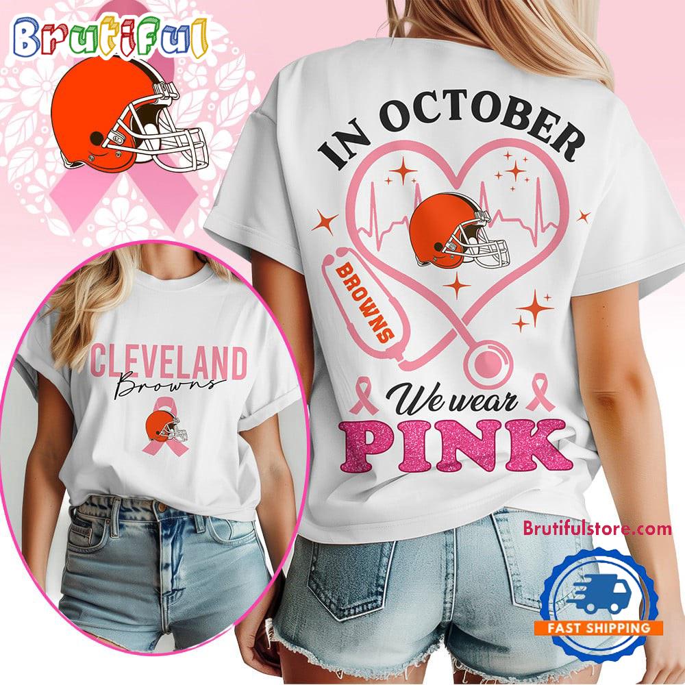 Cleveland Browns In October We Wear Pink Vintage T Shirt