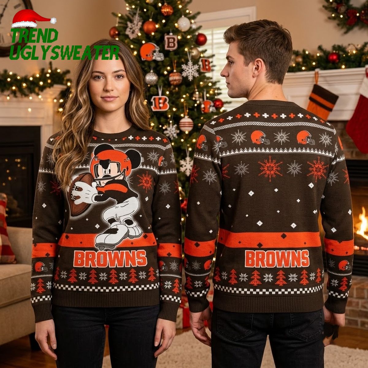 Cleveland Browns Mickey Mouse Football Christmas Ugly Christmas Sweater