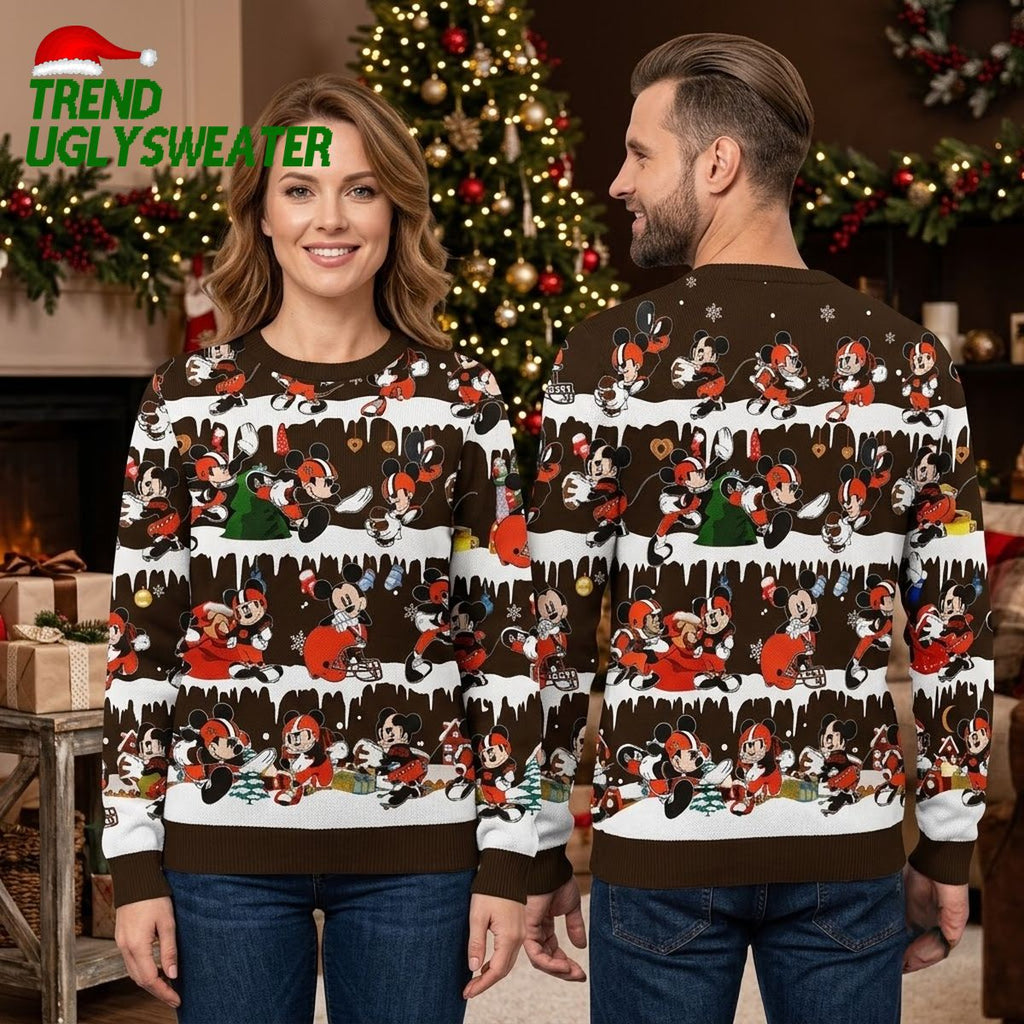 Cleveland Browns Mickey Mouse Football Players Ugly Christmas Sweater