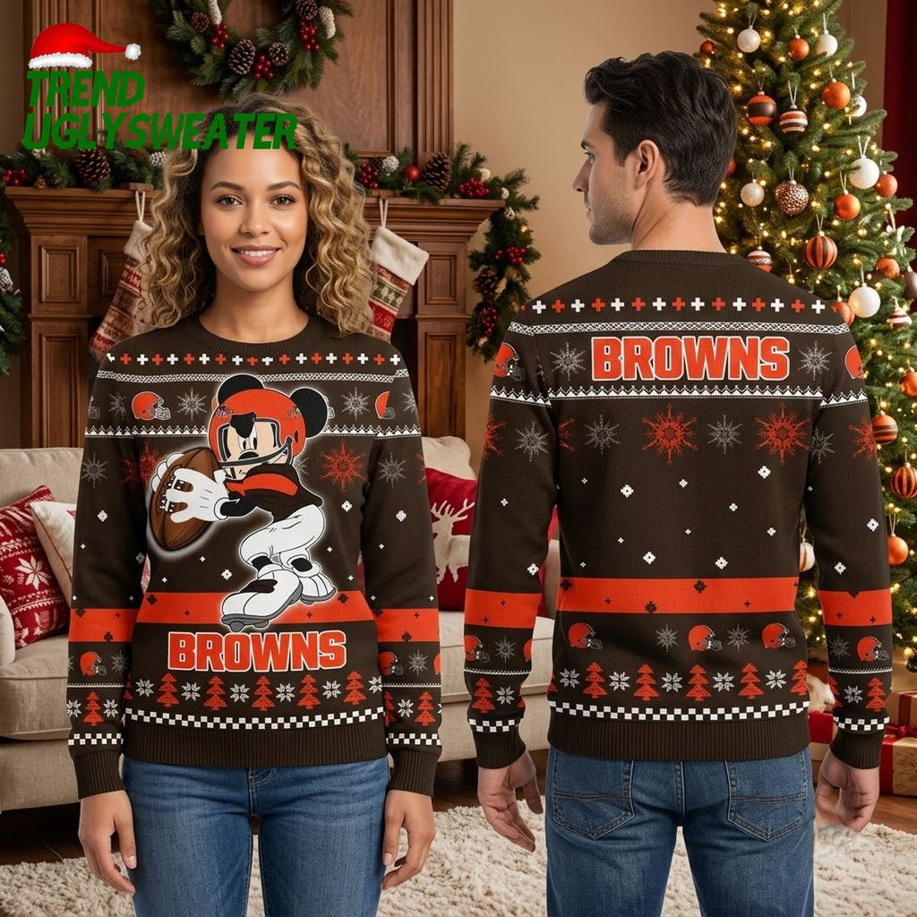 Cleveland Browns Mickey Mouse Football Ugly Christmas Sweater