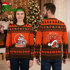 Cleveland Browns Myles Garrett 95 Santa Hat Helmet Ugly Christmas Sweater