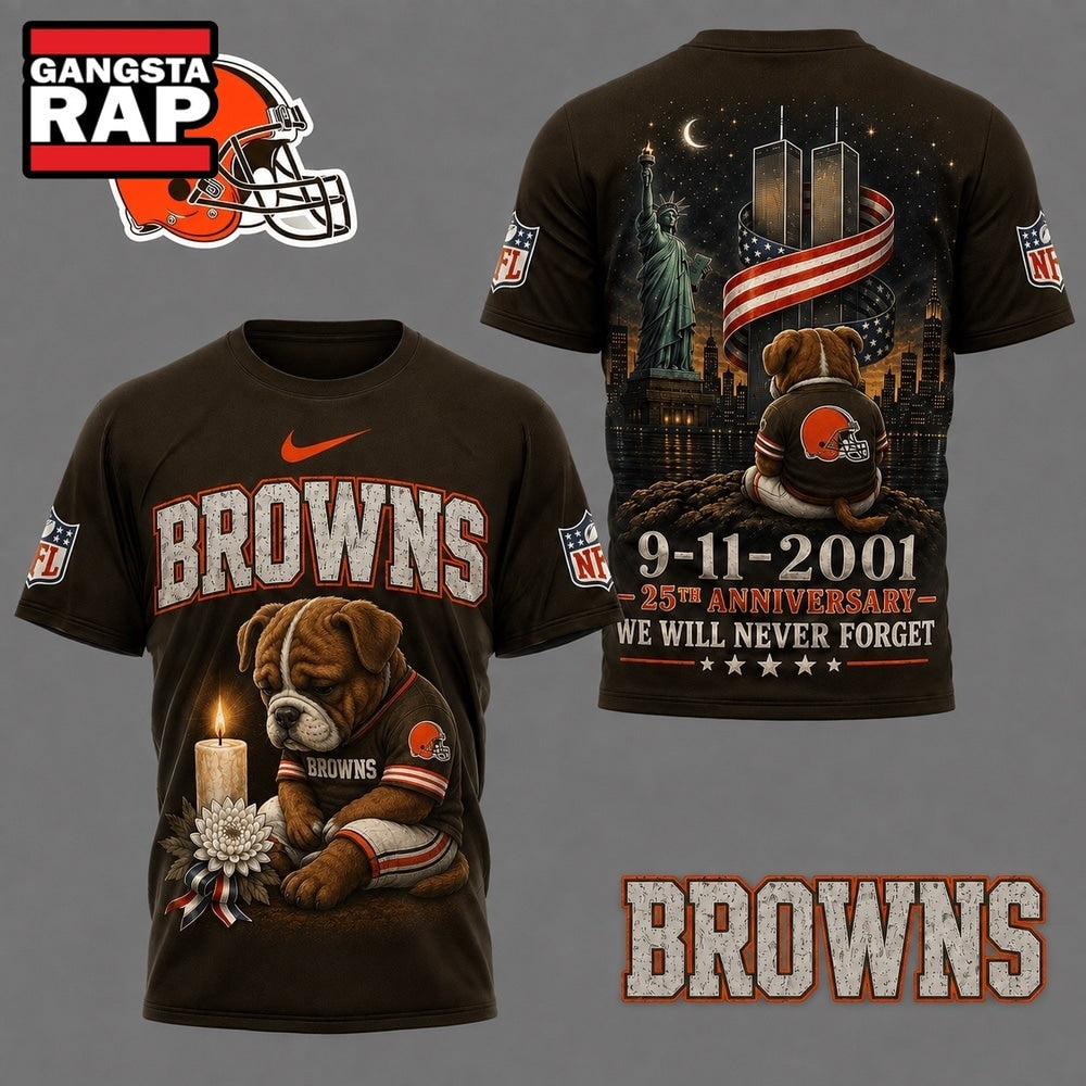 Cleveland Browns NFL 9 11 25th Anniversary Never Forget Memorial 3D T Shirt, Football New Design Shirt
