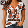 Cleveland Browns NFL Football Flowers Team Pride V Neck T Shirt