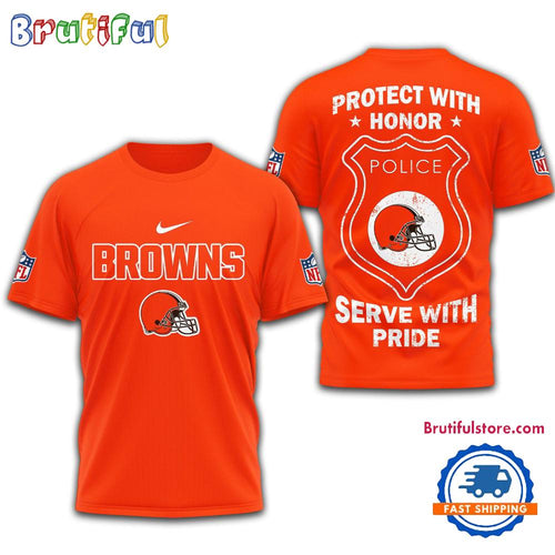 Cleveland Browns Protech With Honor Police Serve With Pride 3D Shirt