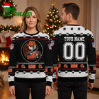 Cleveland Browns Skeleton Football Player Custom Name Ugly Christmas Sweater