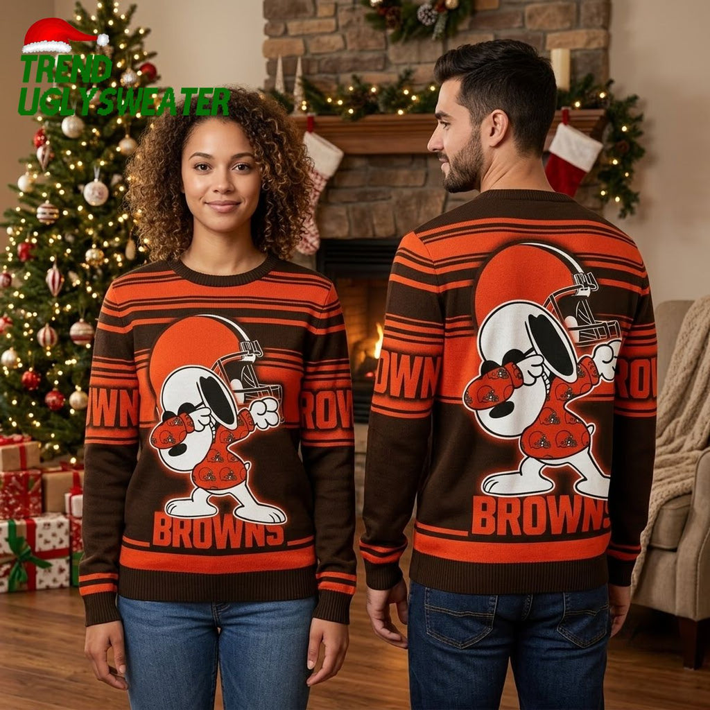 Cleveland Browns Snoopy Football Helmet Design 2 Ugly Christmas Sweater